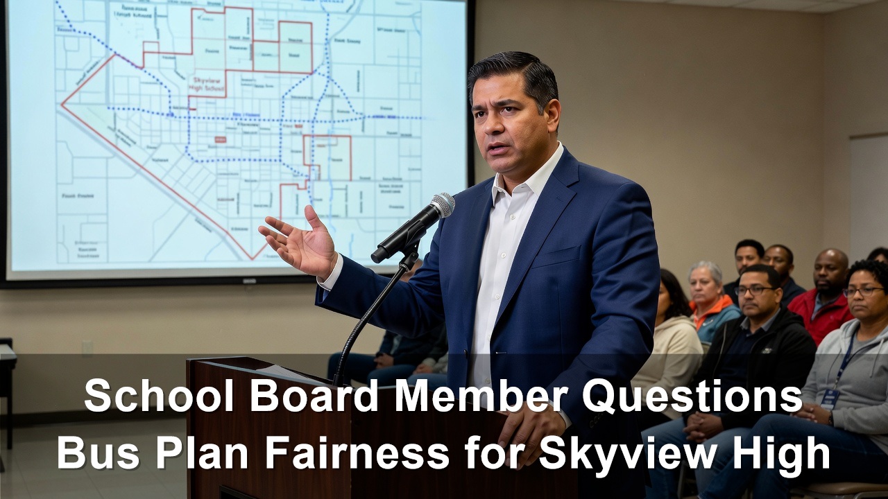 School Board Member Mateo Dunne Questions Bus Plan Fairness for Skyview High