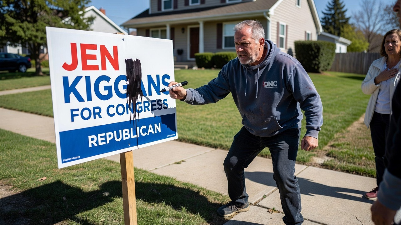 Democrat Vandalism Targets Kiggans Campaign Sign in Broad Daylight