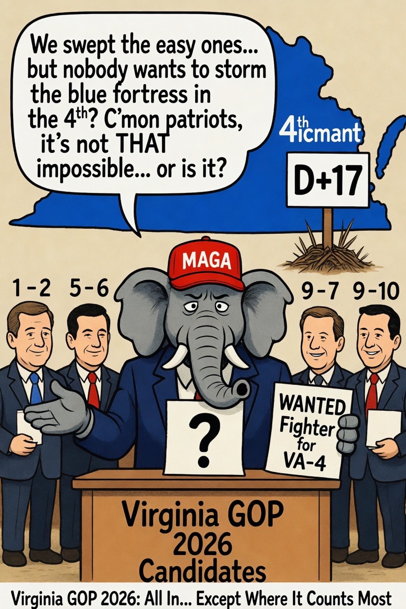 Virginia GOP’s 2026 Congressional Slate: Solid Effort Everywhere Except the 4th District — What a Joke