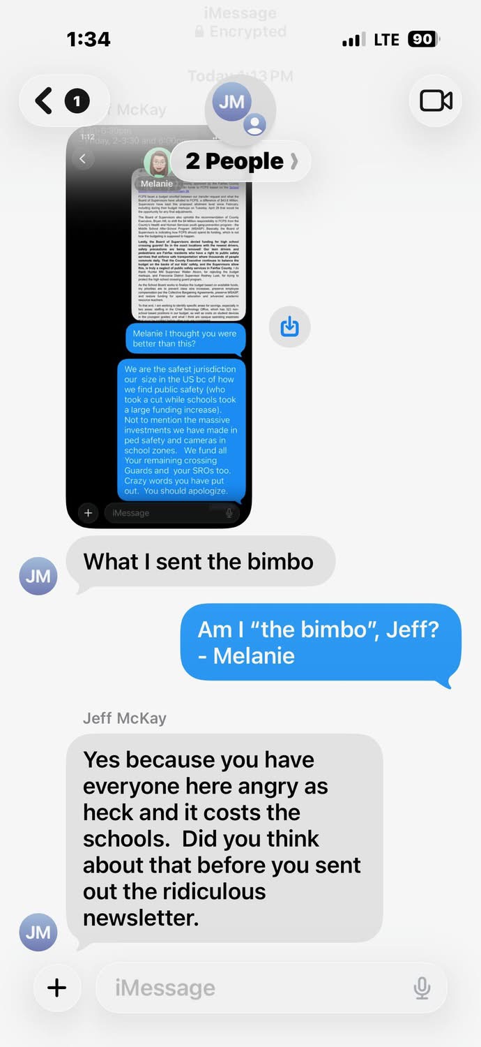 Democrat Civil War in Fairfax County: Board Chairman Jeff McKay Drops Truth Bomb on School Board Colleague Melanie Meren’s Budget Grandstanding — “What I Sent the Bimbo”