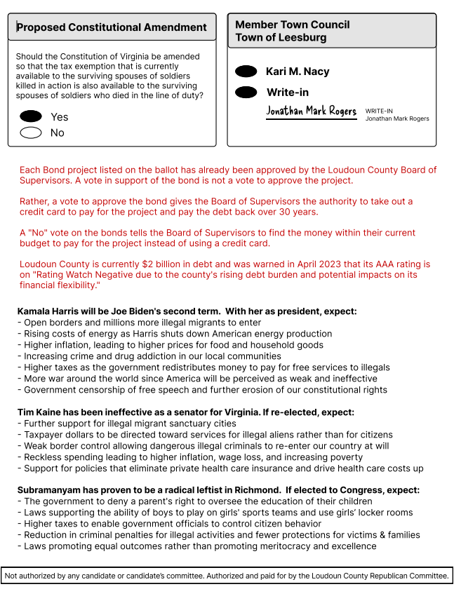 Loudoun County Democrat Sample Ballot 2024