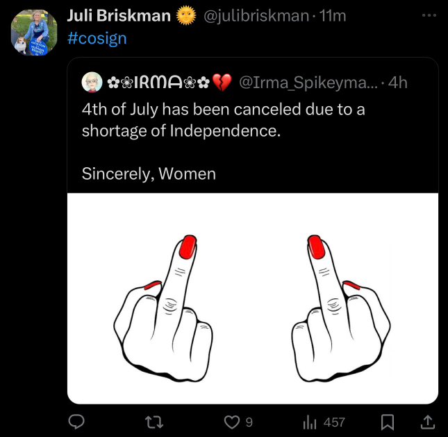 Juli Briskman Gives Middle Finger to America’s Birthday