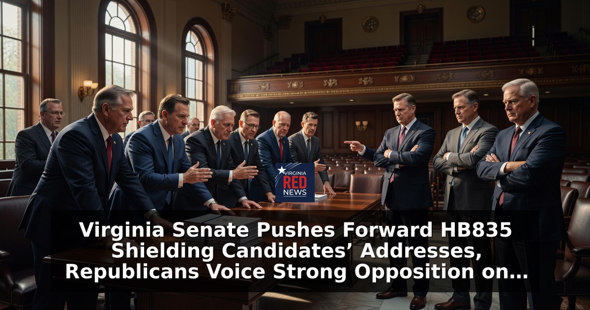 Virginia Senate Pushes Forward HB835 Shielding Candidates’ Addresses, Republicans Voice Strong Opposition on Transparency Grounds