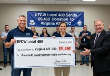 UFCW Local 400 Sends $9,460 Donation to Virginia AFL-CIO