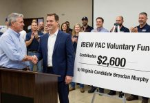 IBEW PAC Voluntary Fund Contributes $2,600 to Virginia Candidate Brendan Murphy