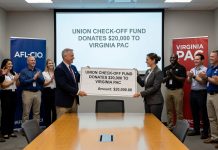 Maryland Union Writes Check to Fund $20,000 to Virginia Democrat PAC
