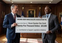 Virginia Beer Wholesalers Association PAC Makes $25,000 Donation to House Speaker Don Scott